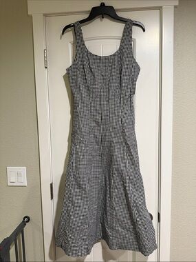 a new day Black and White Gingham Midi Dress